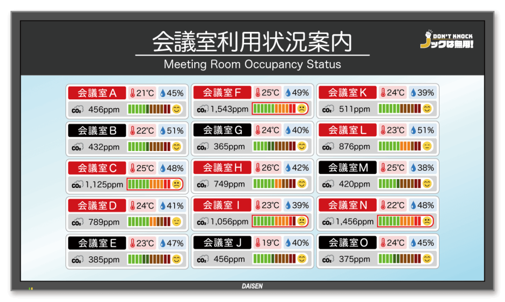 ノックは無用！ デジタルサイン 会議室利用状況案内標準仕様